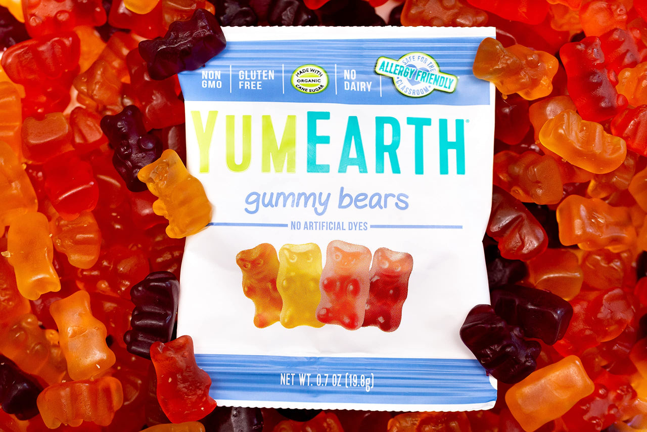 YumEarth Gluten Free Gummy Bears, Assorted Flavors, 99 grams, 5 Snack Packs Per Bag