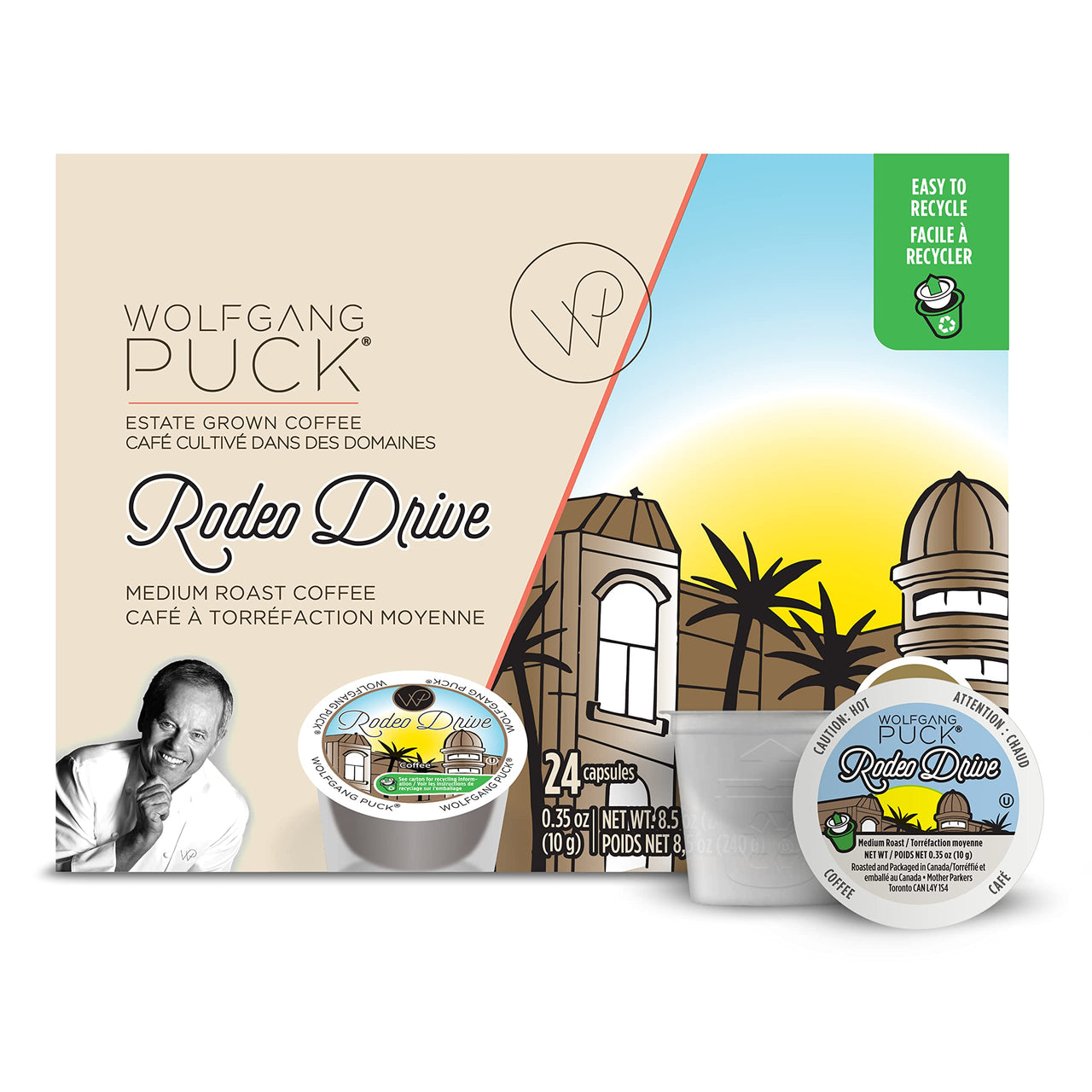 Wolfgang Puck Coffee Single Serve Capsules, Medium Roast, Compatible with Keurig K-Cup Brewers, Rodeo Drive, 24 Count (Pack of 1)