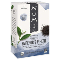 Numi Organic Tea Emperor's  Pu-erh, Black Tea, 16 Count of Tea Bags, Pack of 1 (Packaging May Vary)