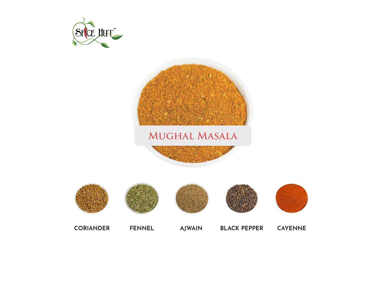 The Spice Hut Organic Mughal Masala Seasoning, Quick & Easy Spice Blend for Indian Cooking, 2 oz