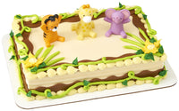 DecoSet Bath Toys Cake Topper, 3 Piece Safari Animal Cake Decorations for Birthdays and Parties, Tiger, Elephant, Giraffe, For Baby, Children, Birthday, Food Safe