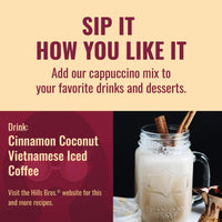 Hills Bros Instant Decadent Classic Cappuccino Mix with a Hint of Sweetness, Easy to Use and Convenient, Enjoy Coffeehouse Flavor at Home, Frothy, 14 Oz