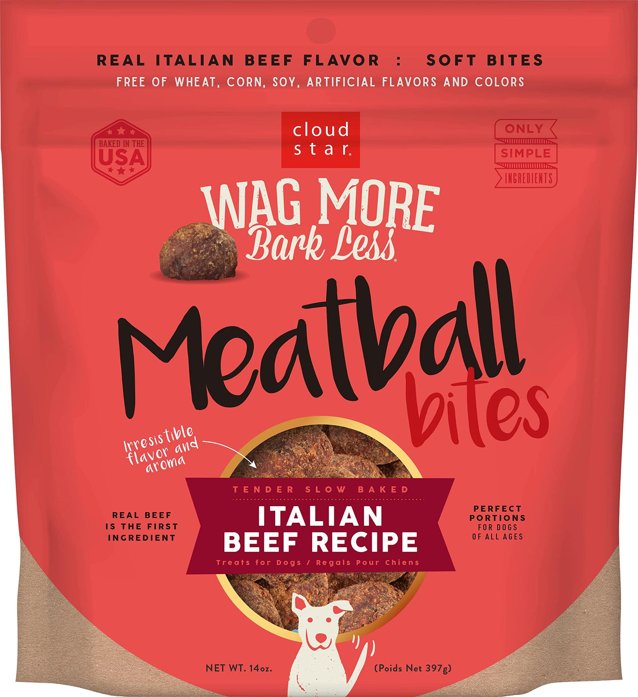 Cloudstar Wag More Meatballs Beef 14 Ounce