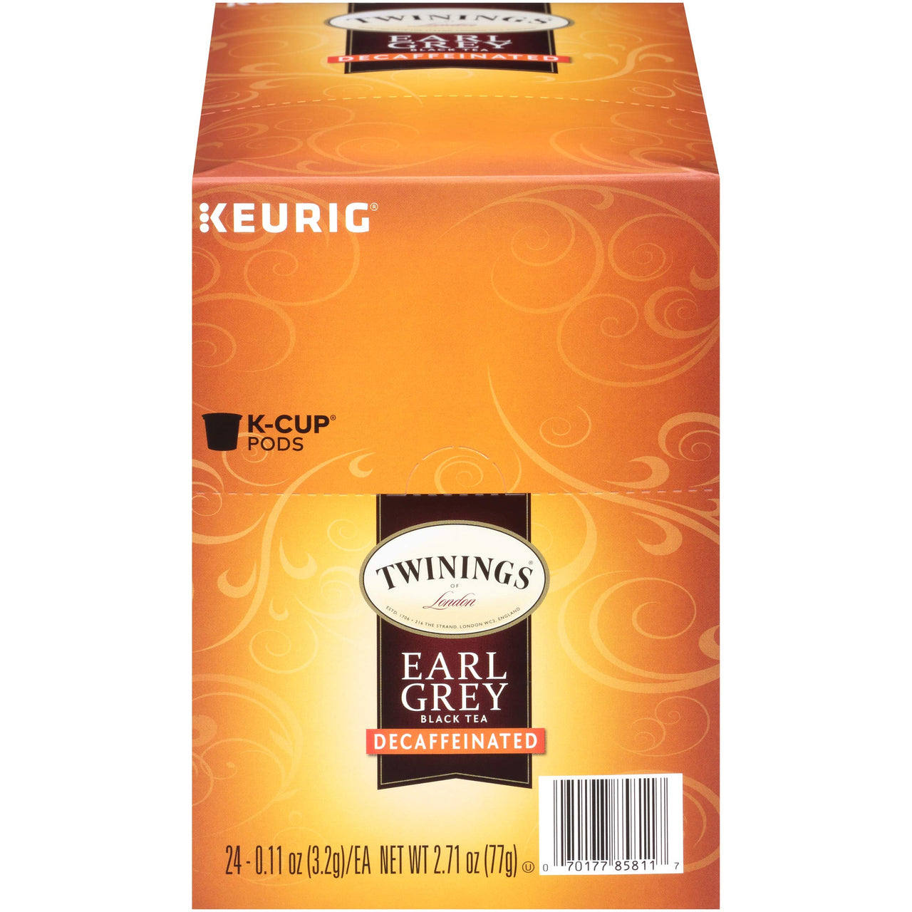 Twinings Decaf Earl Grey K-Cup Pods for Keurig, Decaffeinated Black Tea Flavoured with Citrus and Bergamot, 24 Count (Pack of 1)