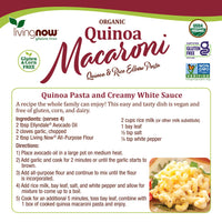 NOW Foods, Organic Quinoa Macaroni, Gluten-Free, Corn-Free, Non-GMO Elbow Pasta, 8-Ounce