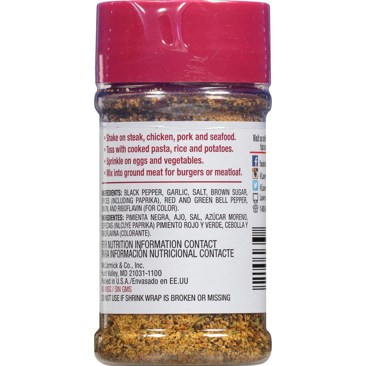 Lawry's  Garlic Pepper Coarse Ground Blend, 2.6 oz