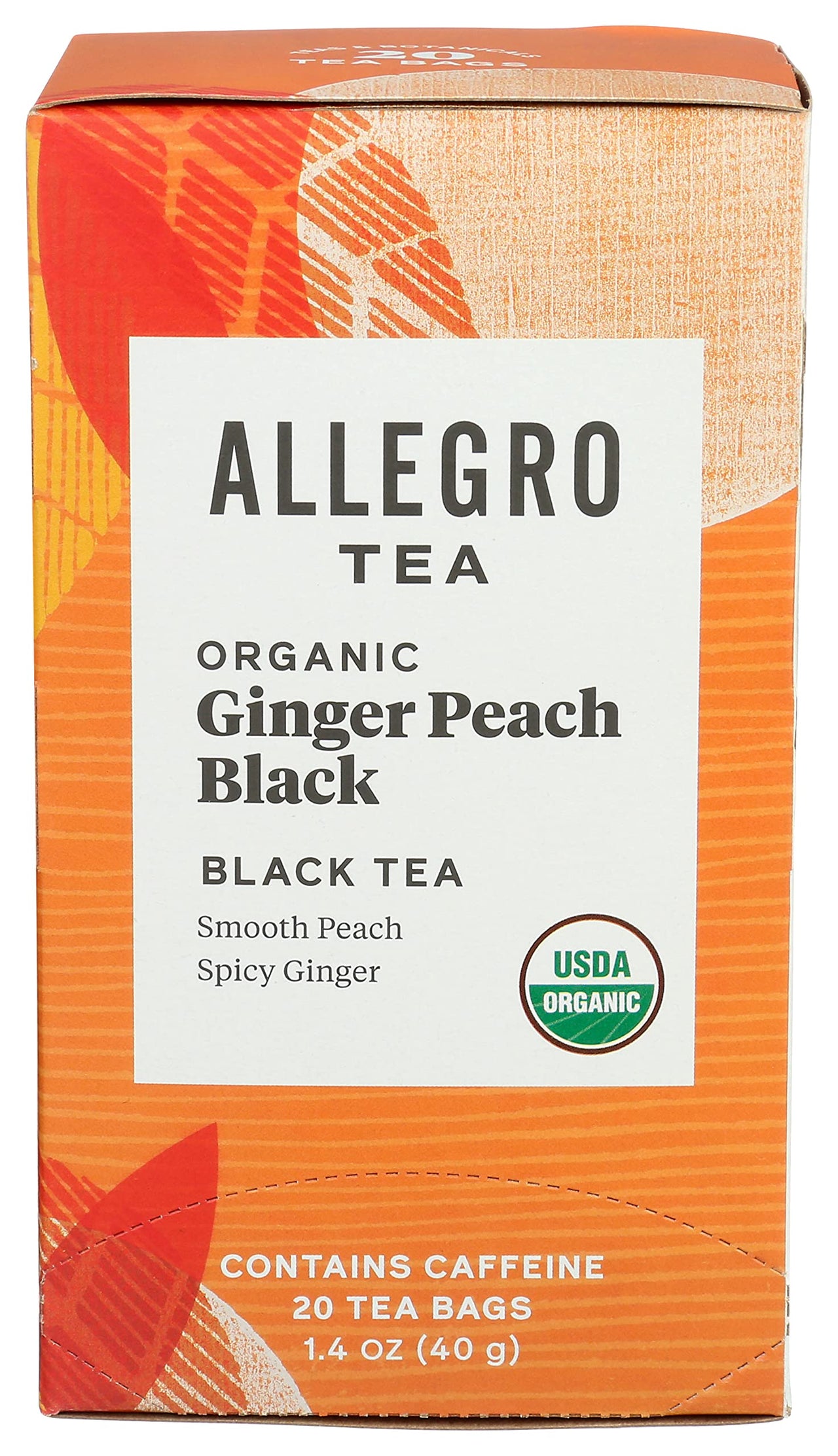 Allegro Tea, Organic Ginger Peach Black Tea Bags, 20 ct