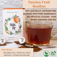 Rooibos Passion Fruit & Mango, Tea Bags, Healthy Juice Alternative, Caffeine-Free, Hot & Iced - 16 Cups. The Spice Hut, First Sip Of Tea