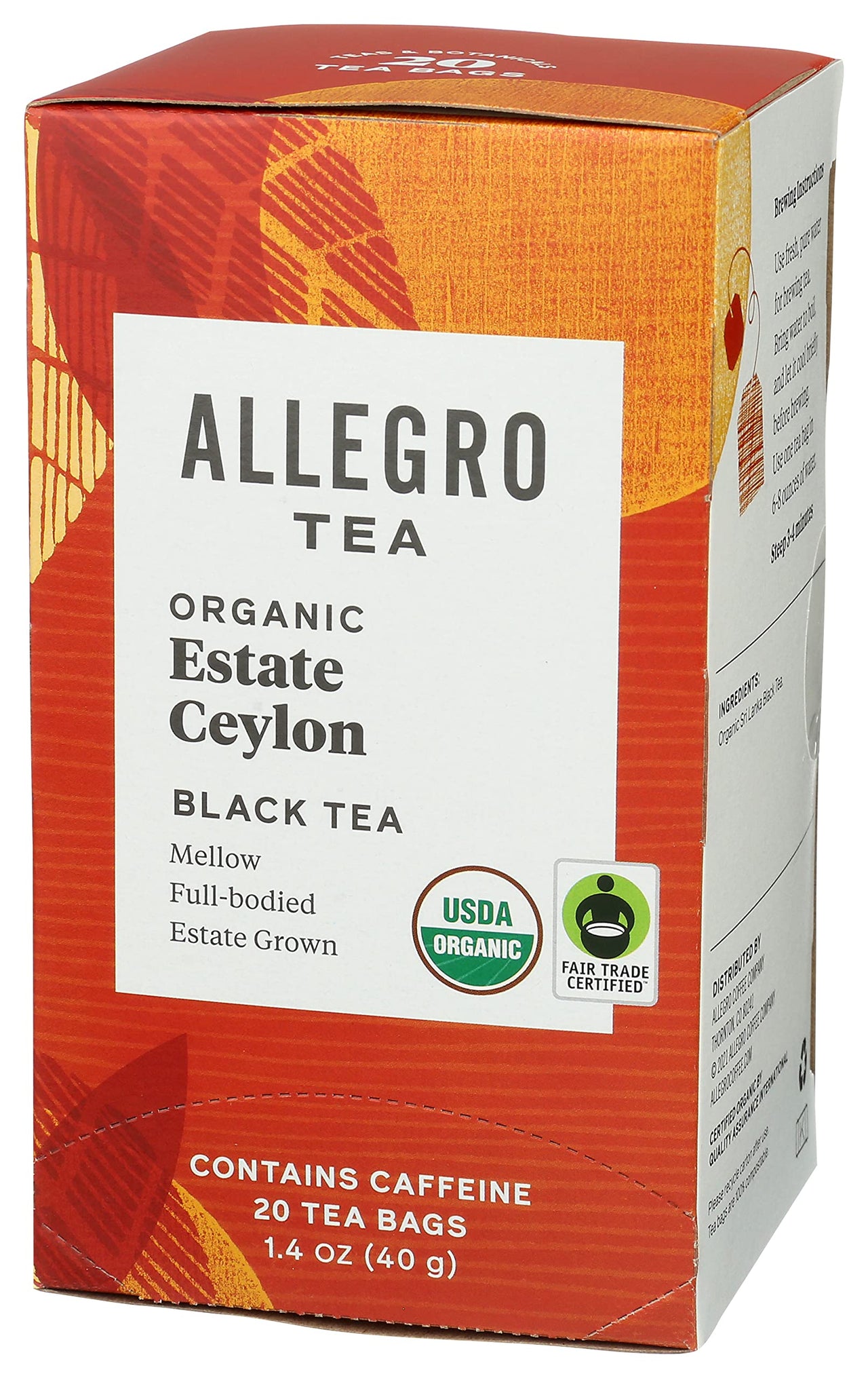 Allegro Tea, Organic Estate Ceylon Tea Bags, 20 ct