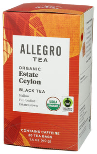 Allegro Tea, Organic Estate Ceylon Tea Bags, 20 ct