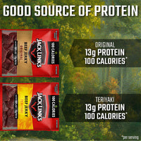 Jack Link's  Beef Jerky Variety Pack Great for Easter Basket Stuffers - Includes Original and Teriyaki Flavors, On the Go Snacks, 13g of Protein Per Serving, 9 Count of 1.25 Oz Bags