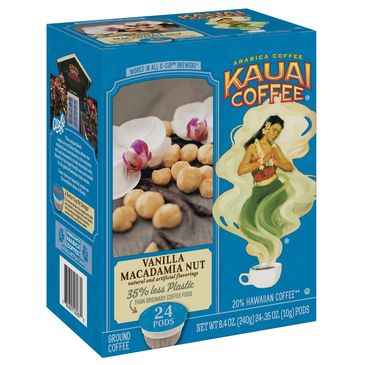 Kauai Coffee Single Serve Pods, Vanilla Macadamia Nut Flavor - Arabica Coffee from Hawaii's  Largest Coffee Grower, Compatible with Keurig K-Cup Brewers - 24 Count