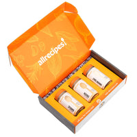 Allrecipes Essential Seasonings (Granulated Garlic, Granulated Onion, Onion Salt) in Glass Jars with Removable Sifter Caps for Sprinkling, Set of 3 Clear 9.63 x 6.13 x 2-Inch