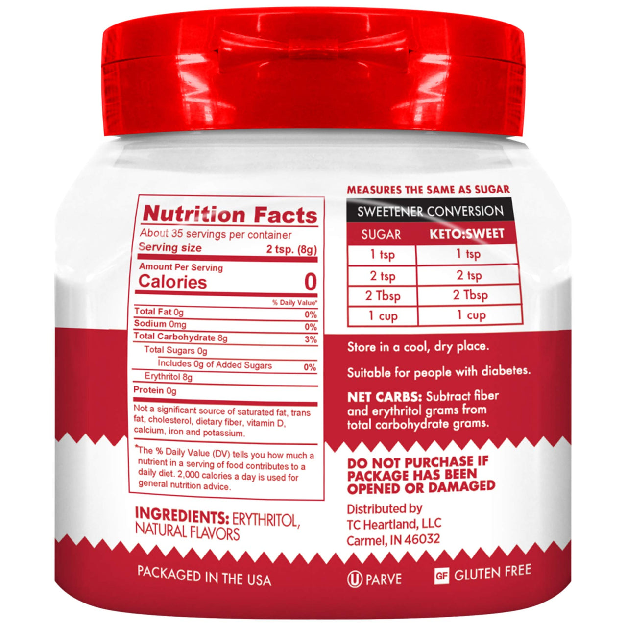 KETO:SWEET Ultimate Keto Sugar Alternative, 100% Natural Erythritol - Granulated In Pourable, Resealable Jar (9.8 Oz (Pack of 1))