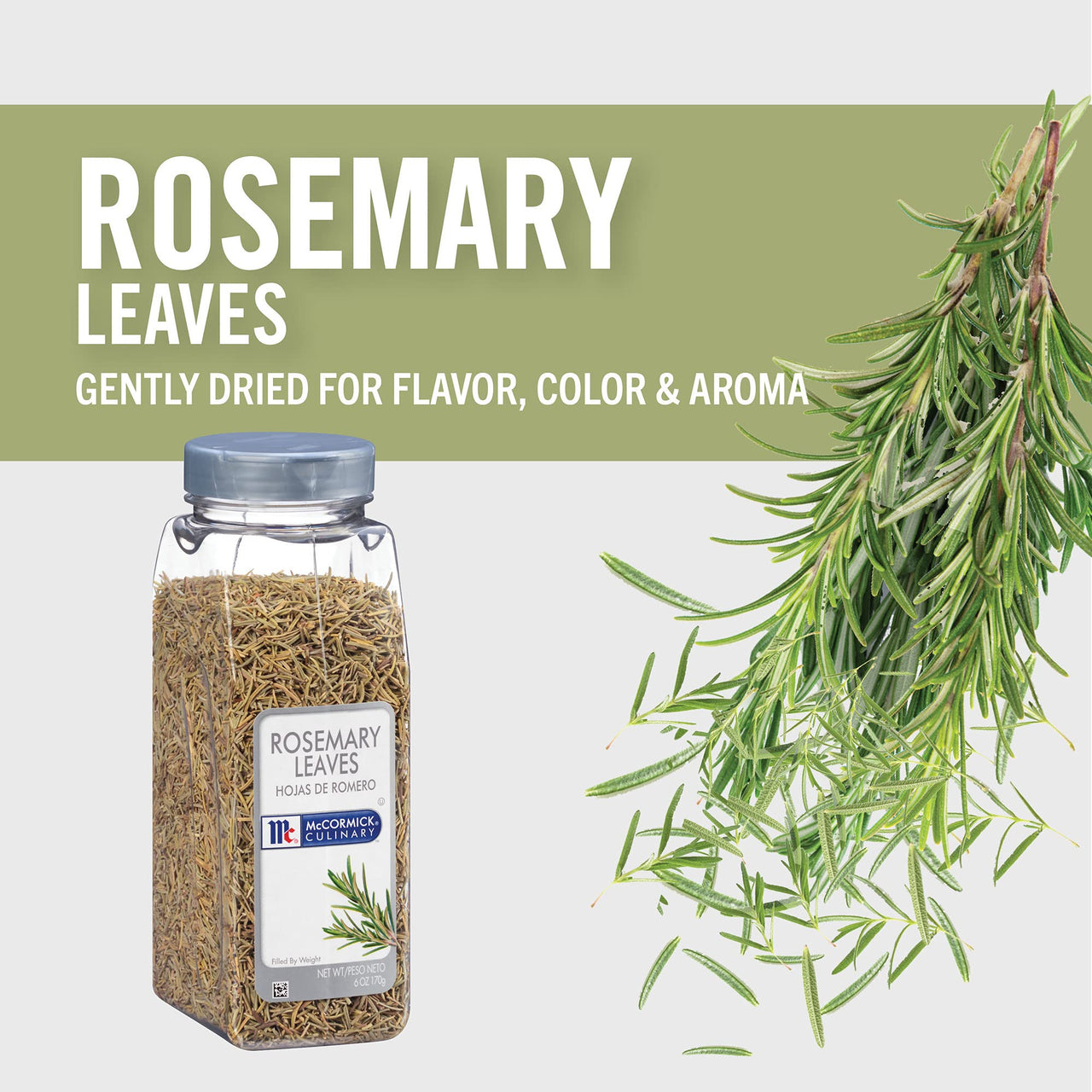 McCormick Culinary Dried Rosemary Leaves, 6 oz - One 6 Ounce Container of Dried Rosemary Herbs Perfect for Seasoning and Spices Blends for Grilling and Cooking