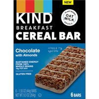 KIND Breakfast Cereal Bars, Gluten Free Snacks, Chocolate with Almonds, 9.3oz Box (6 Bars)