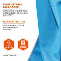Ergodyne Chill Its 6602MF Cooling Towel, Soft Microfiber Material, UPF 50+,Blue,41