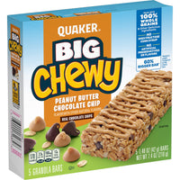 Quaker Big Chewy Chocolate Chip Granola Bar, Peanut Butter, 1.48oz 5 Count, 7.4oz