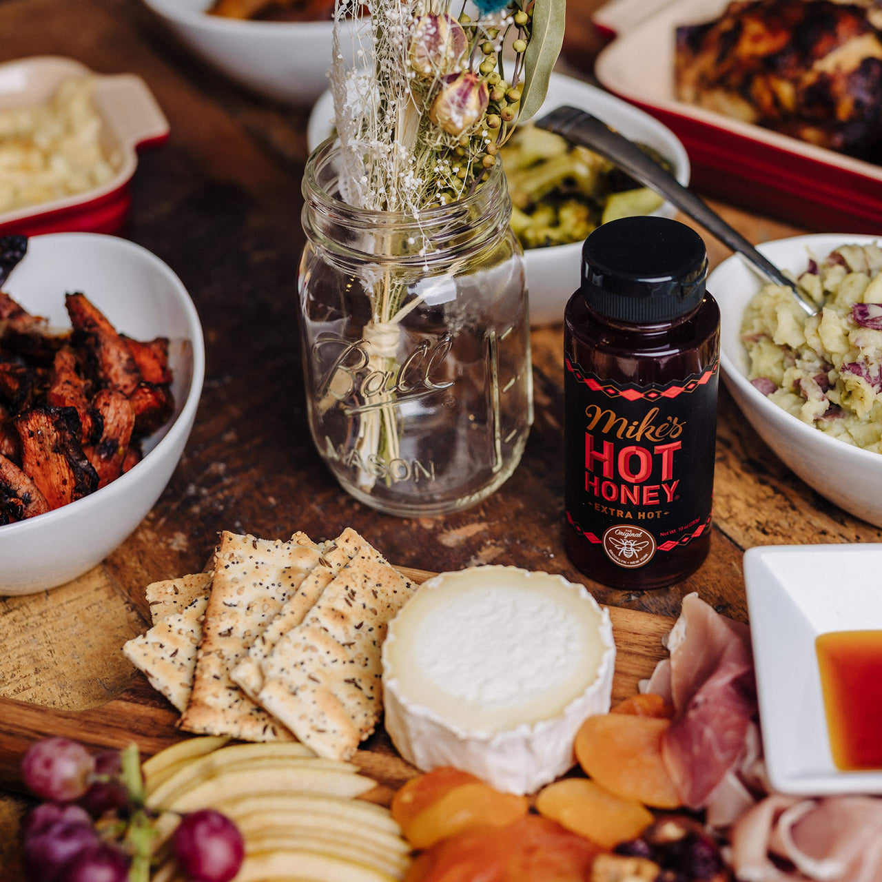 Mikes Hot Honey-Extra Hot, 10 oz Easy Pour Bottle (1 Pack), Hot Honey with an Extra Kick, Sweetness & Heat, 100% Pure Honey, Shelf-Stable, Gluten-Free & Paleo-Friendly, More than Sauce-it's  Hot Honey