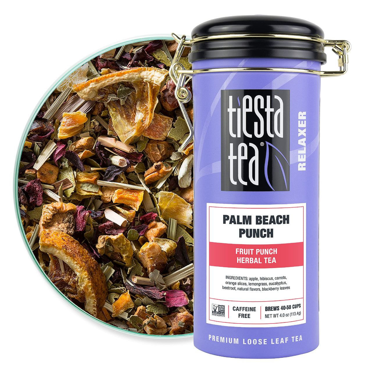 Tiesta Tea - Palm Beach Punch, Loose Leaf Fruit Punch Herbal Tea, Non-Caffeinated, Hot & Iced Tea, 4 oz Tin - 50 Cups, Natural, No Sugar, Herbal Tea Loose Leaf Blend