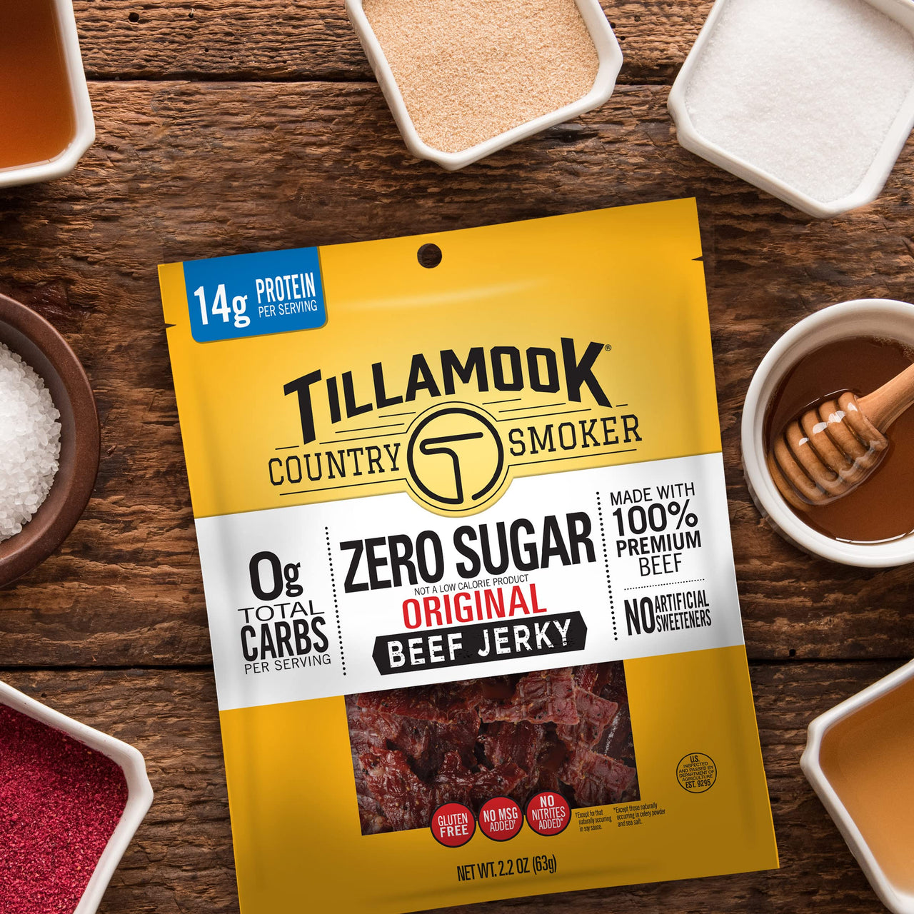 Tillamook Country Smoker Keto Friendly Zero Sugar Beef Jerky, Original, 2.2 Ounce (Pack of 4)