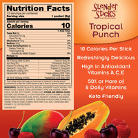 NOW Foods, Slender Sticks, Tropical Punch, 15 Calories Per Stick, Refreshingly Delicious, with Antioxidant Vitamins A,C, E, 12/Box