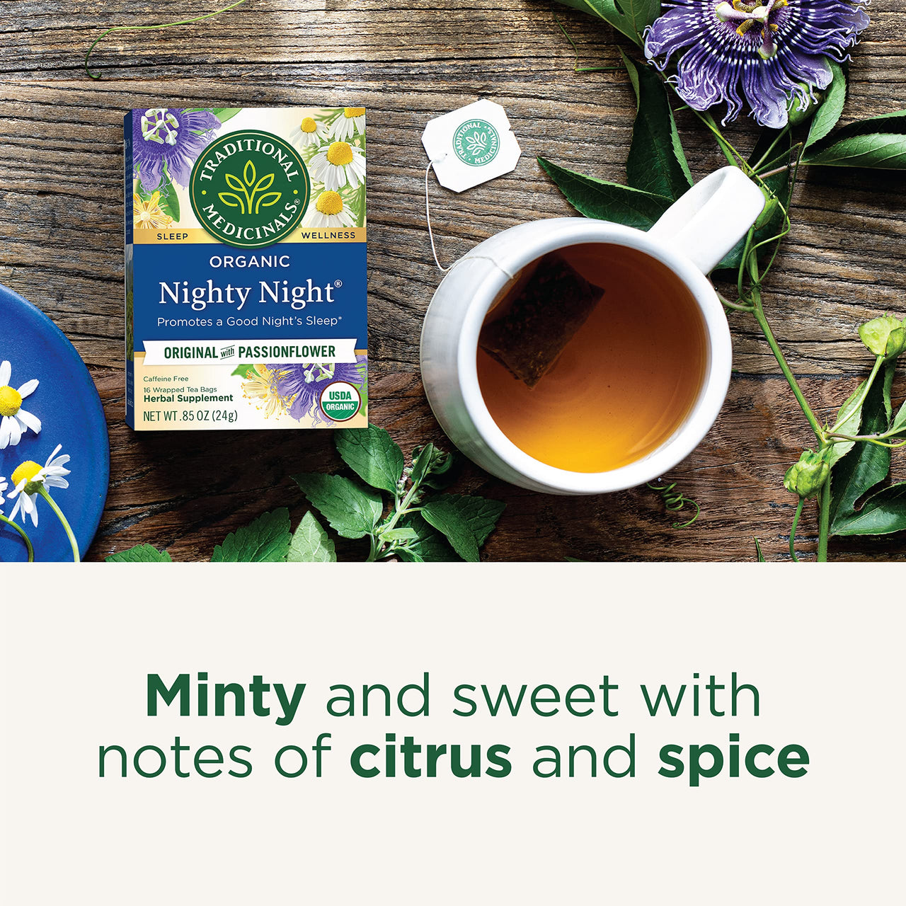 Traditional Medicinals Organic Nighty Night Tea Relaxation Tea, 16 Tea Bags (Pack of 6)