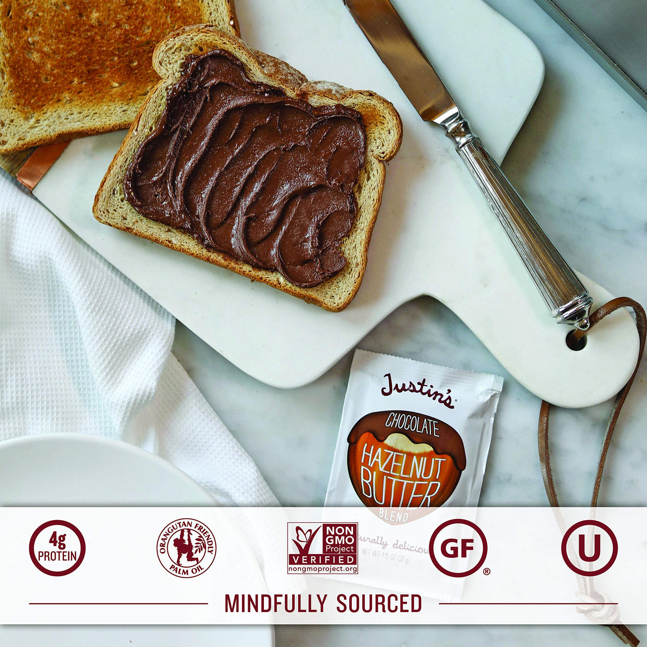 Justin's  Chocolate Hazelnut & Almond Butter Squeeze Pack, Organic Cocoa, Gluten-free, Responsibly Sourced, Packaging May Vary, 1.15 Ounce (Pack of 10)