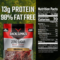 Jack Link's  Beef Jerky, Zero Sugar, Paleo Friendly Snack with No Artificial Sweeteners, 13g of Protein and 70 Calories Per Serving, No Sugar Everyday Snack, 7.3 oz (Pack of 2)