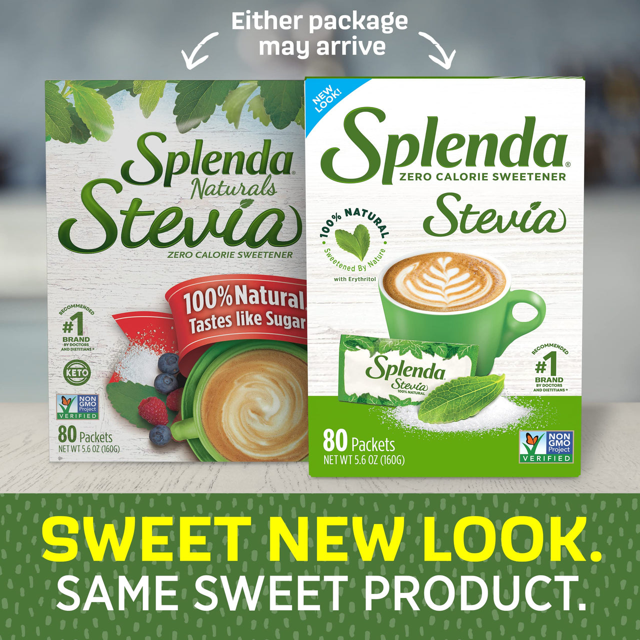 SPLENDA Stevia Zero Calorie Sweetener, Plant Based Sugar Substitute Granulated Powder, Single Serve Packets, 80 Count