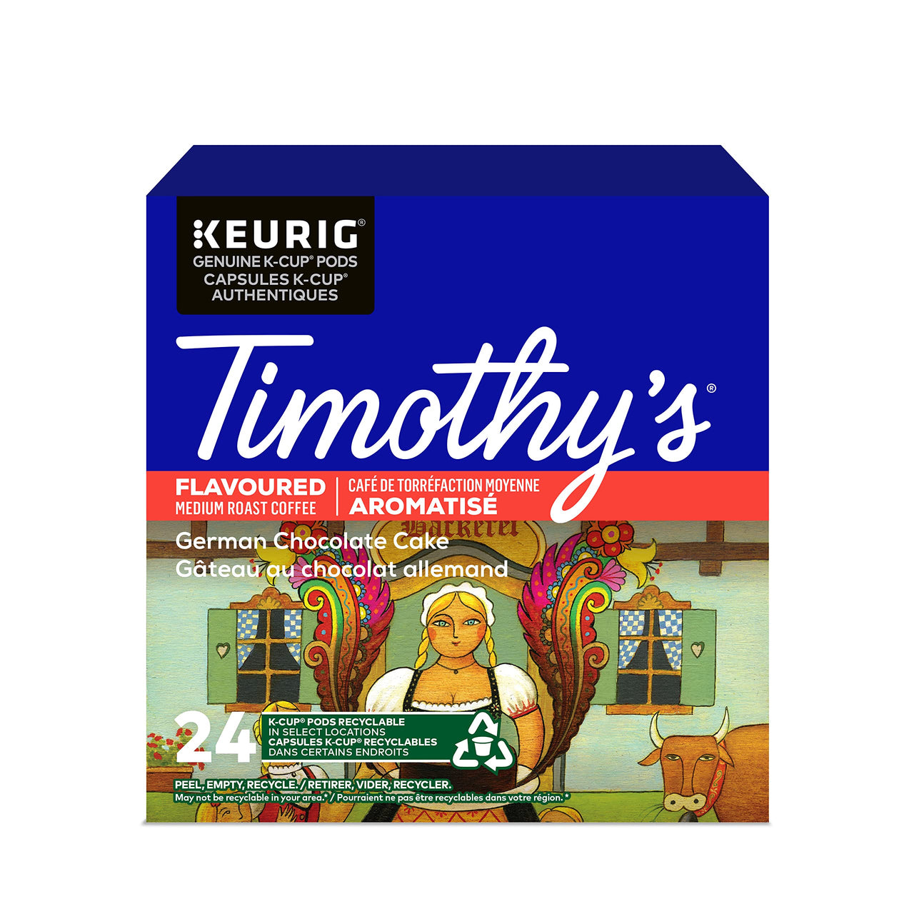 Timothy's  World Coffee German Chocolate Cake K-cup for Keurig Brewers, 96 Count