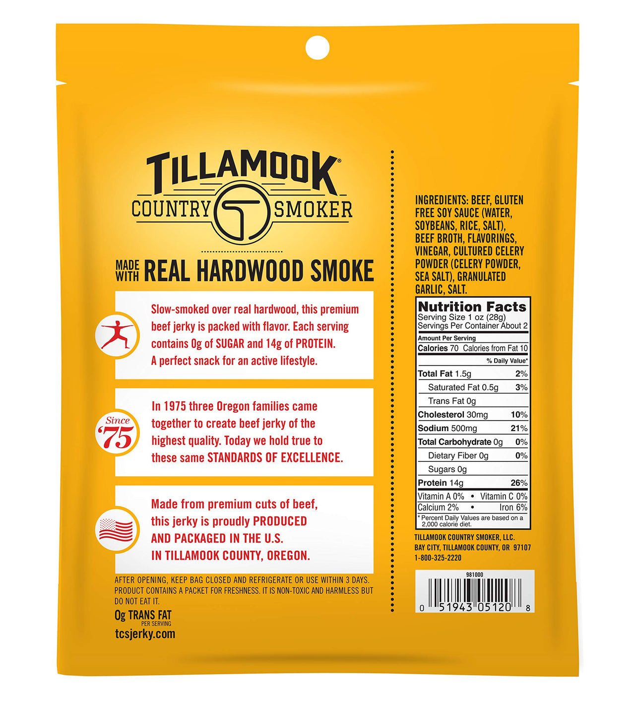 Tillamook Country Smoker Keto Friendly Zero Sugar Beef Jerky Variety Pack, Original & Black Pepper, 2.2 Ounce (Pack of 4)