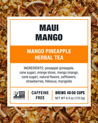 Tiesta Tea - Maui Mango, Loose Leaf Mango Pineapple Herbal Tea, Non-Caffeinated, Hot & Iced Tea, 6 oz Tin - 50 Cups, Natural Flavors, No Artificials, Herbal Tea Loose Leaf Blend