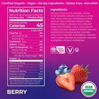 Organic Rapid Hydration Packets by Orgain, Berry Hydro Boost - Packed with Electrolytes & Superfoods, Less Sugar, Gluten Free, Vegan, No Soy Ingredients or Artificial Flavors, Non-GMO (Pack of 16)