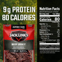 Jack Link's  Beef Jerky, Peppered, Sharing Size Bag  Meat Snack with 9g of Protein & 80 Calories, Made with Premium Beef, No added MSG** or Nitrates/Nitrites, 5.85oz