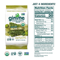 gimMe - Extra Virgin Olive Oil - 6 Count - Organic Roasted Seaweed Sheets - Keto, Vegan, Gluten Free - Great Source of Iodine & Omega 3s - Healthy On-The-Go Snack for Kids Adults