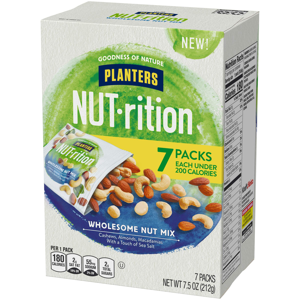 PLANTERS NUT-rition Wholesome Nut Mix, 7.5 oz Box (Contains 7 Individual Pouches) - Cashews, Almonds and Macadamias Snack Mix - No Artificial Flavors, No Artificial Colors, No Preservatives - Kosher