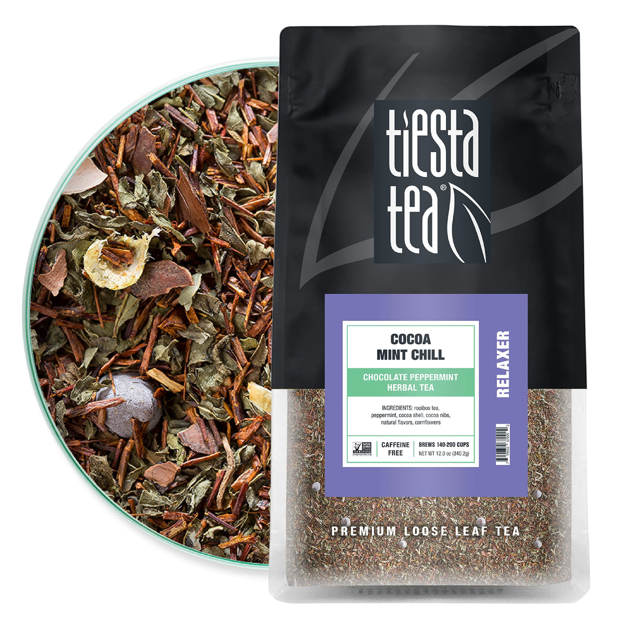 Tiesta Tea - Cocoa Mint Chill, Loose Leaf Chocolate Peppermint Herbal Tea, No Caffeine, Hot & Iced Tea, 12 oz Bulk Bag - 200 Cups, Natural Flavors, Stress Relief, Herbal Tea Loose Leaf