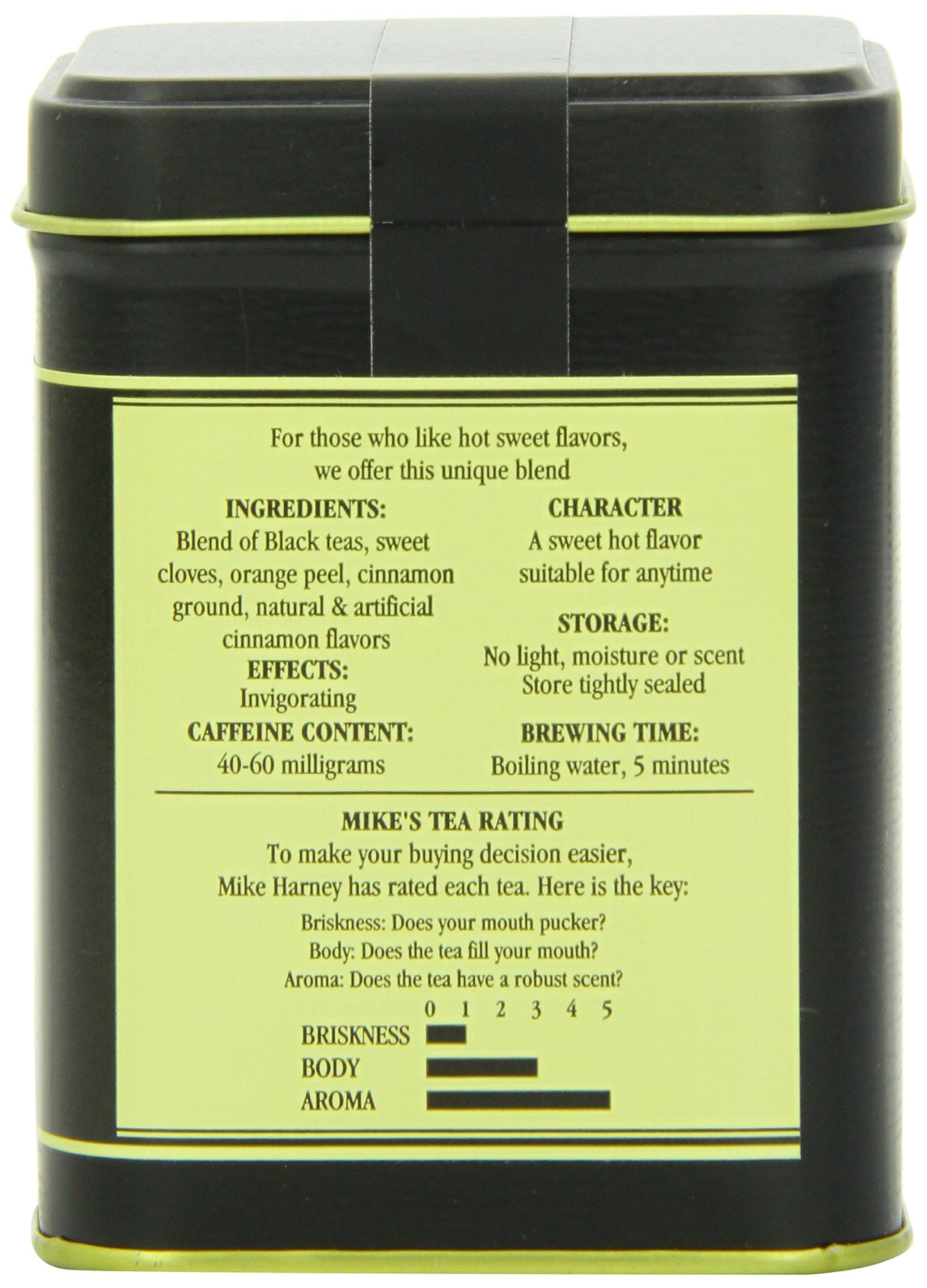 Harney & Sons Hot Cinnamon Spice, Loose Leaf Black tea, 4 Ounce tin