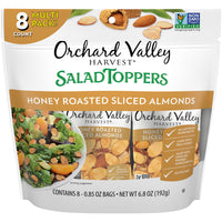 Orchard Valley Harvest Honey Roasted Sliced Almonds Salad Toppers, Gluten Free, Non-GMO, No Artificial Ingredients, 0.85 Ounce Bags (Pack of 8),