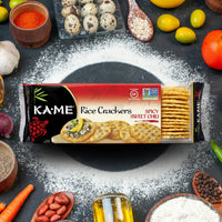 KA-ME Gluten Free Spicy Sweet Chili Rice Crackers 3.5 oz, Pack of 12, Authentic Asian Ingredients and Flavors, Certified Gluten Free Crackers, No Artificial Flavors/Colors, Non GMO Snacks, Served with Asian Salmon, Cream Cheese, Egg & Tuna Salad, Asian