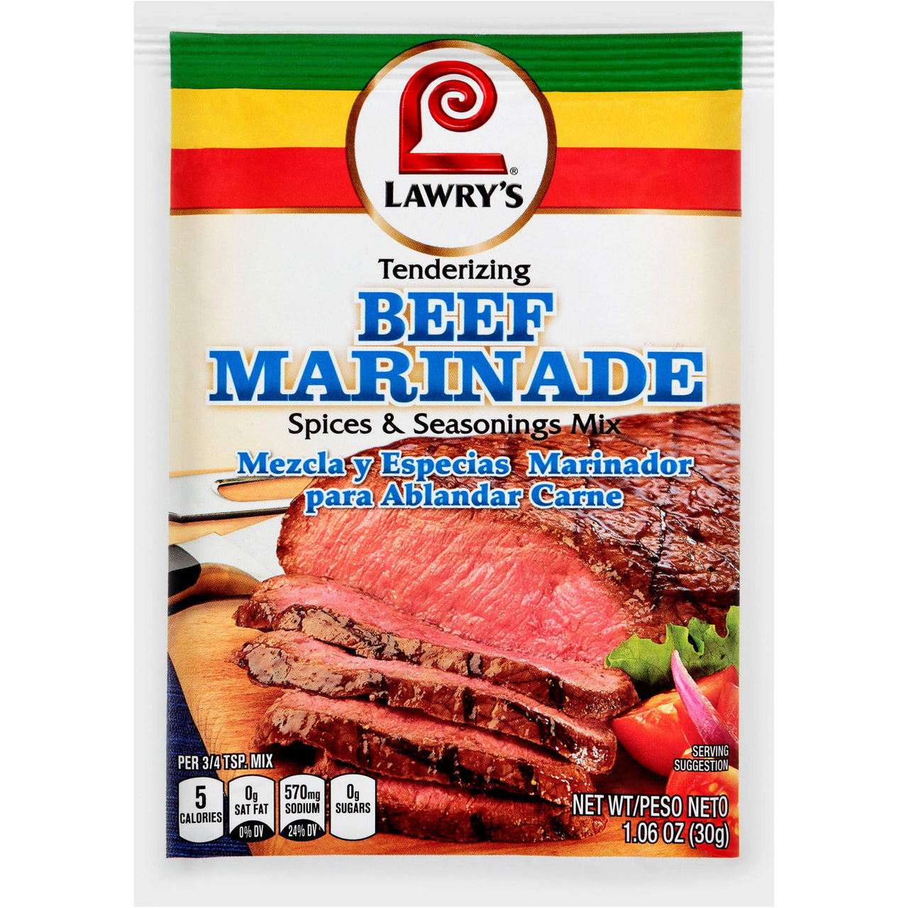 Lawry's  Tenderizing Beef Marinade Spices & Seasonings Mix, 1.06 oz (Pack of 12)