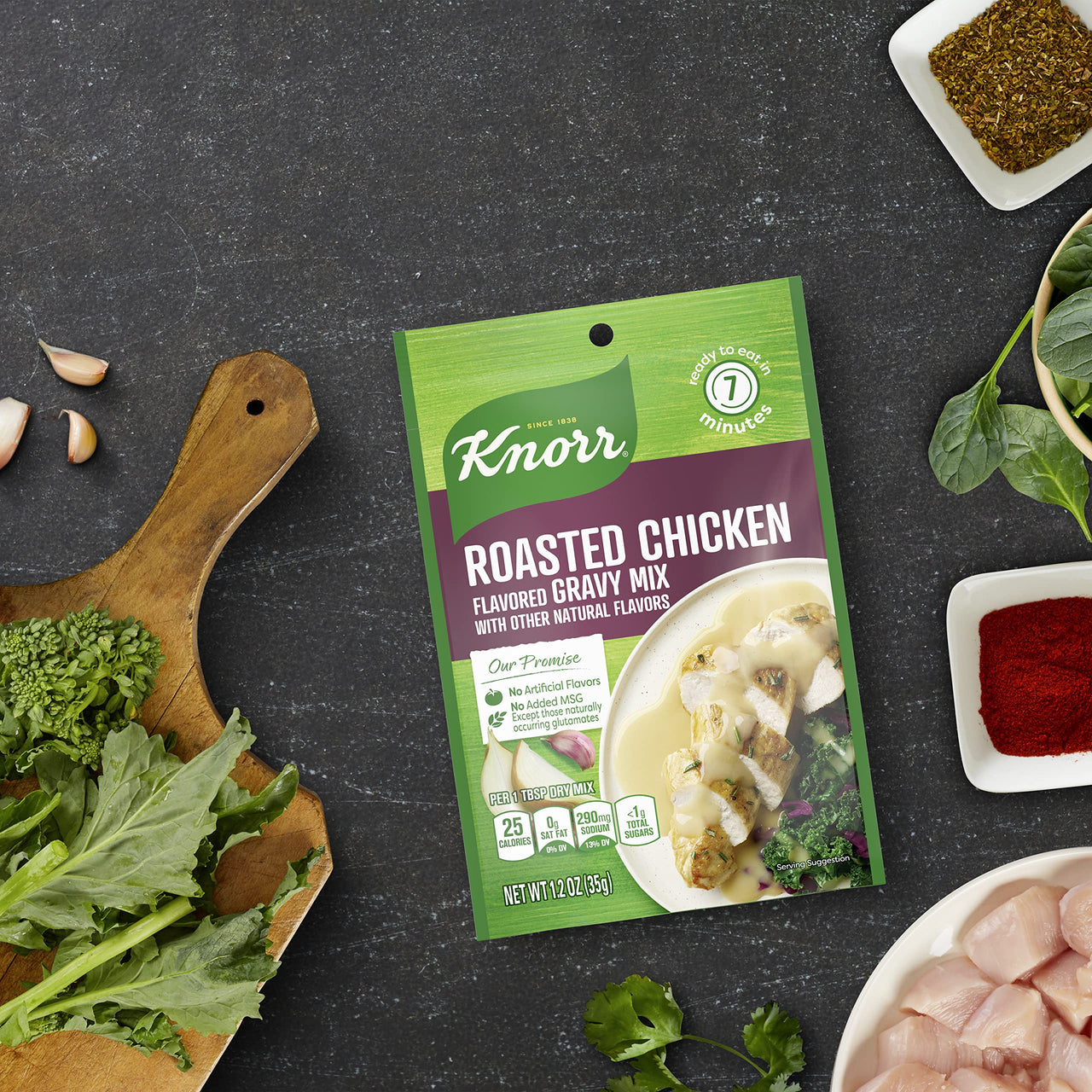 Knorr Gravy Mix For Delicious Easy Meals and Side Dishes Roasted Chicken Gravy No Artificial Flavors, No Added MSG 1.2 oz (Pack of 2)