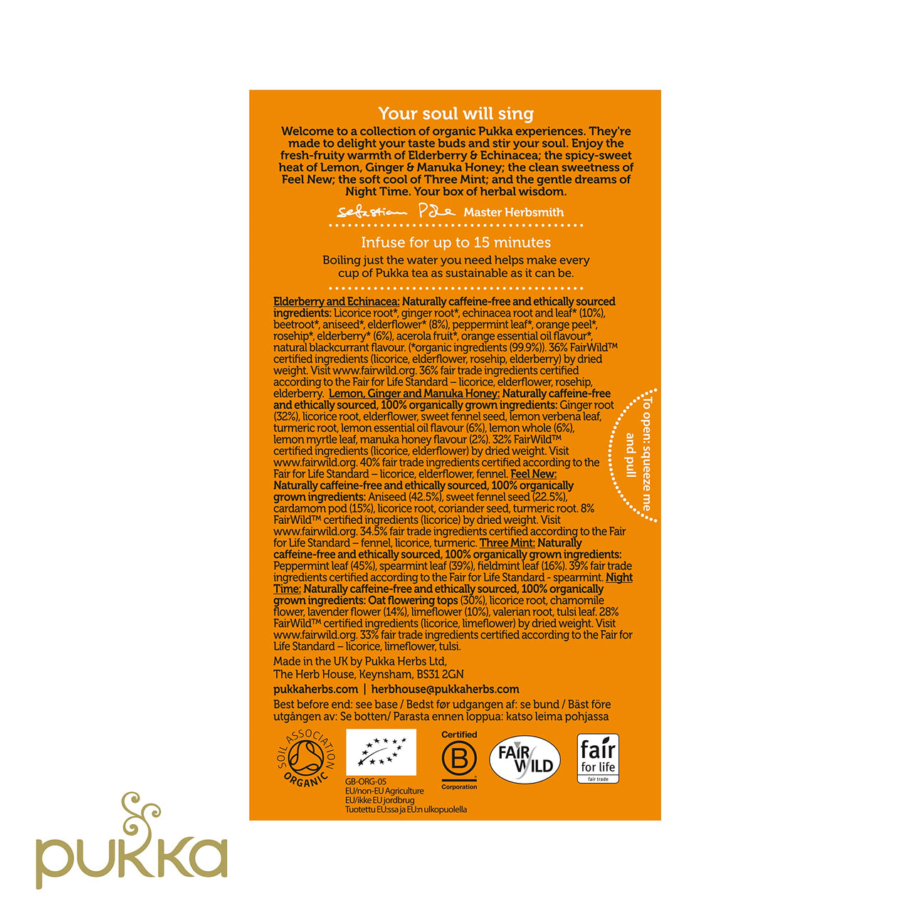 Pukka Tea Variety Pack, Organic Herbal Tea Bags, Five Flavors; Elderberry & Echinacea, Lemon, Ginger & Manuka Honey, Night Time, Three Mint and Detox, 20 count (Pack 0f 3)