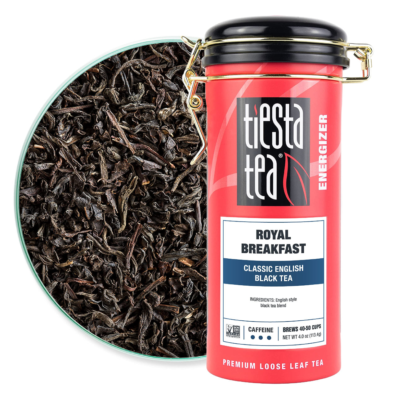 Tiesta Tea - Royal Breakfast, Loose Leaf Classic English Black Tea, High Caffeine, Hot & Iced Tea, 4 oz Tin - 50 Cups, Natural, English Breakfast Tea, Black Tea Loose Leaf