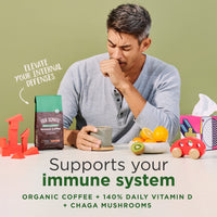 Organic Ground Coffee by Four Sigmatic | Medium Roast | Fair Trade Gourmet Coffee with Vitamin D, Chaga Mushroom, Zinc & Turkey Tail Mushroom | Nootropic Mushroom Coffee for Immune Support | 12oz Bag