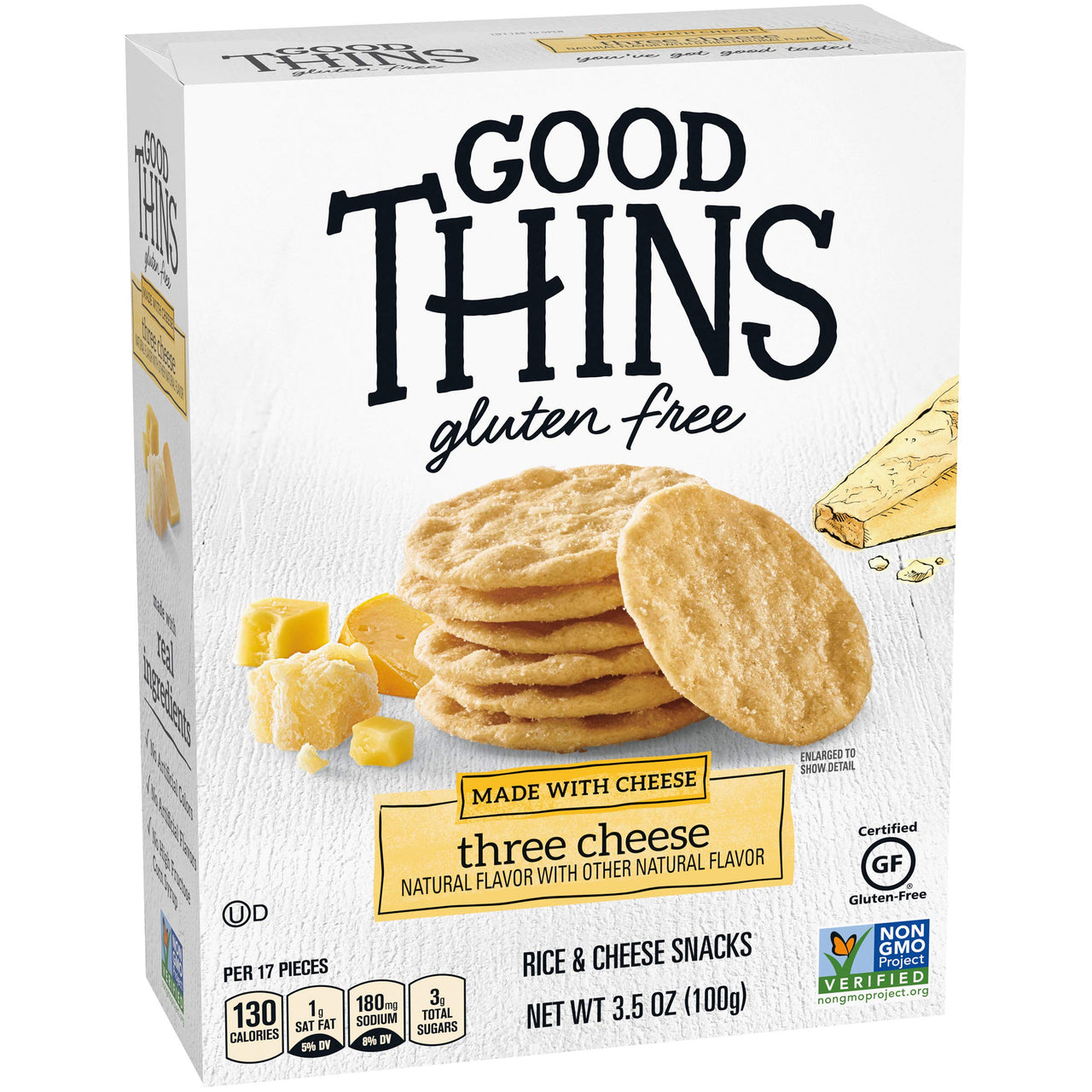 Good Thins Three Cheese Rice & Cheese Snacks Gluten Free Crackers, 3.5 oz