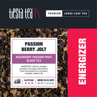 Tiesta Tea - Passion Berry Jolt, Loose Leaf Raspberry Passion Fruit Black Tea, High Caffeine, Hot & Iced Tea, 1.5 oz Pouch - 25 Cups, Natural, Flavored, Black Tea Loose Leaf