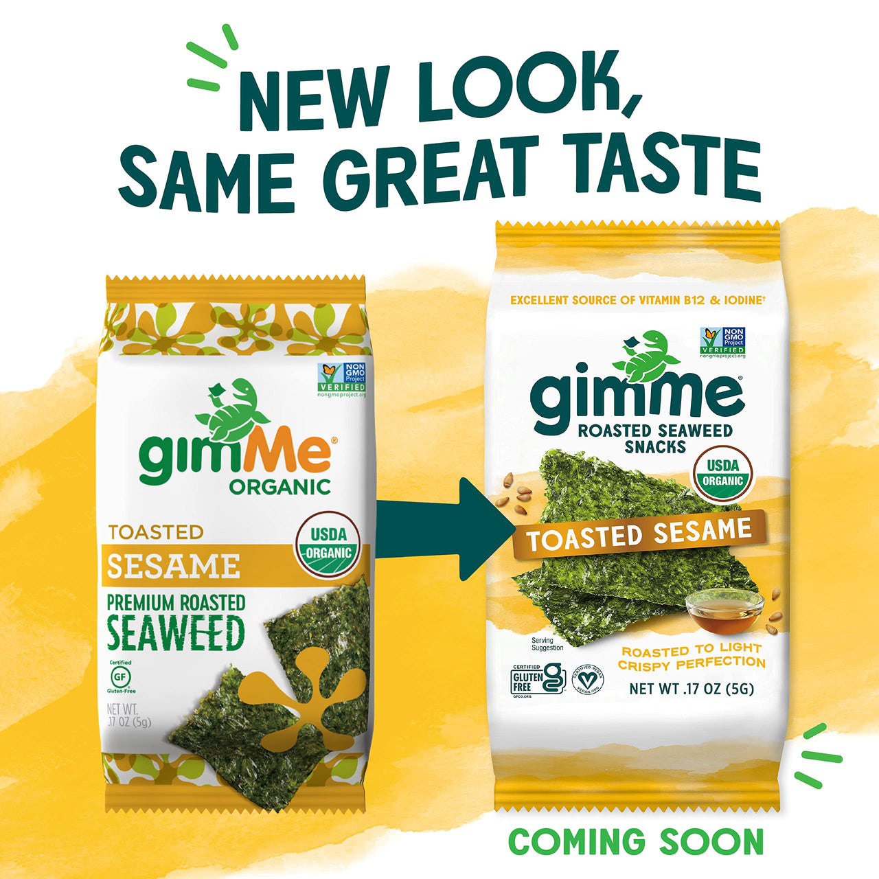 gimMe - Toasted Sesame - 12 Count - Organic Roasted Seaweed Sheets - Keto, Vegan, Gluten Free - Great Source of Iodine & Omega 3s - Healthy On-The-Go Snack for Kids & Adults