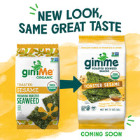 gimMe - Toasted Sesame - 12 Count - Organic Roasted Seaweed Sheets - Keto, Vegan, Gluten Free - Great Source of Iodine & Omega 3s - Healthy On-The-Go Snack for Kids & Adults